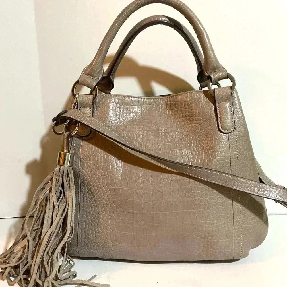 G.I.L.I. Grey leather satchel handbag - Picture 6 of 13